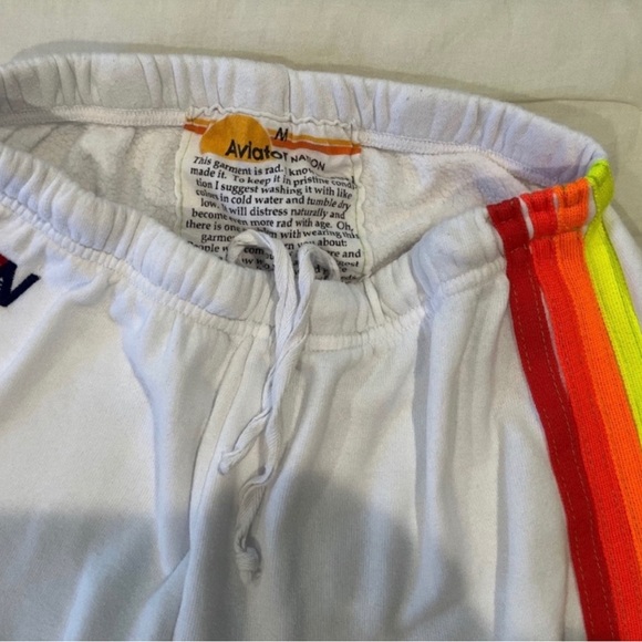Aviator Nation Sweatpants White Neon Stripe AV Sweats Joggers - Picture 4 of 6